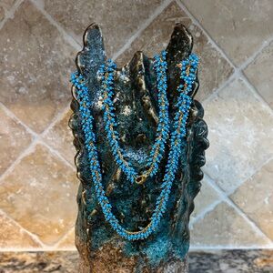 Beautiful Turquoise and Gold Beaded Boho Long Necklace